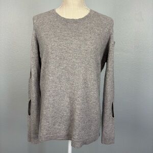 7 SEASONS Pullover Sweater Circle Cutout Sleeves Gray 100% Cashmere Soft Comfy M